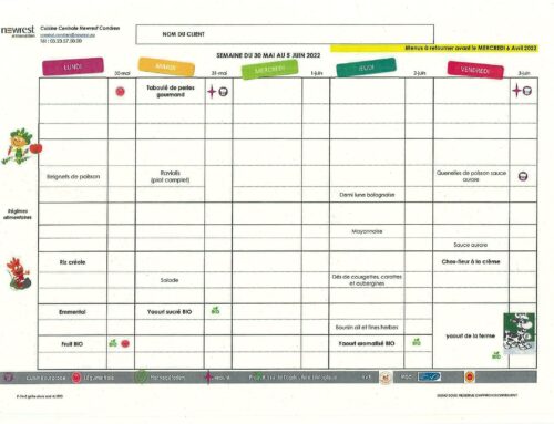 Information – Menu de la cantine du 30 mai au 5 juin