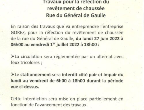 Information – Travaux rue du Général de Gaulle