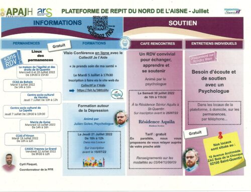 Information – Plateforme de répit du nord de l’Aisne programme juillet 2022
