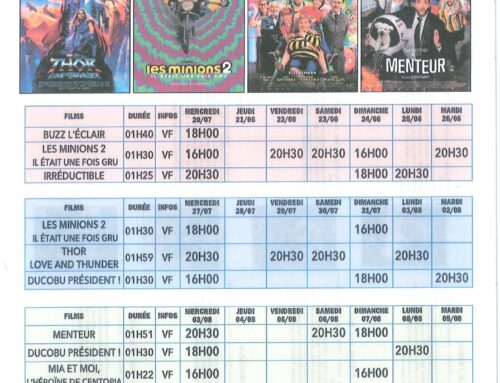 Cinéma – Programme  du 20 juillet au 09 août 2022