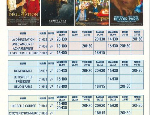 Cinéma – Programme du 21 septembre au 11 octobre 2022
