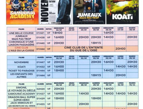 Cinéma – Programme du 12 octobre au 1er novembre 2022