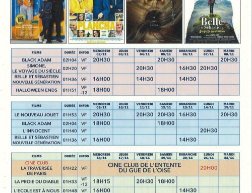 Cinéma – Programme du mercredi 2 novembre au mardi 15 novembre 2022