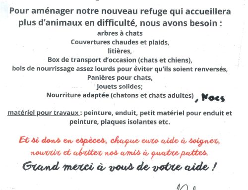 Refuge du bois joli – collecte au profit des animaux