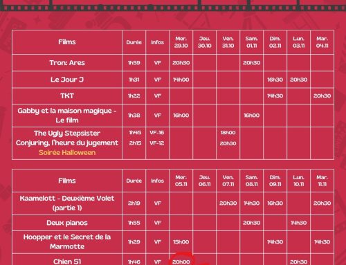 Cinéma – Programme du 29 octobre au 11 novembre 2025