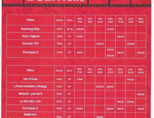 Cinéma – Programme du 10 au 23 décembre 2025
