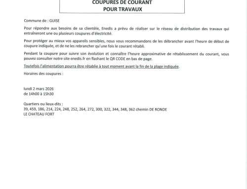 Information – Coupure de courant, lundi 2 mars 2026