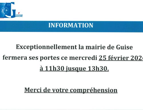 Information – Fermeture exceptionnelle, mercredi 25 février 2026