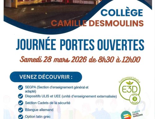 Scolaire – Collège Camille Desmoulins, portes ouverte samedi 28 mars 2026