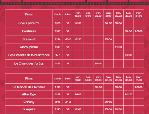 Cinéma – Programme du 18 au 31 mars 2026