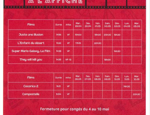 Cinéma – Programme du 29 avril au 12 mai 2026