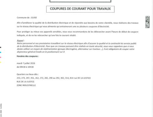 Information – Coupure de courant, mardi 07 juillet 2026