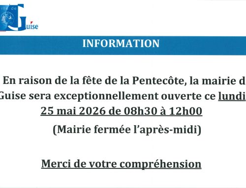 Information – Ouverture exceptionnelle, lundi de Pentecôte 25 mai 2026