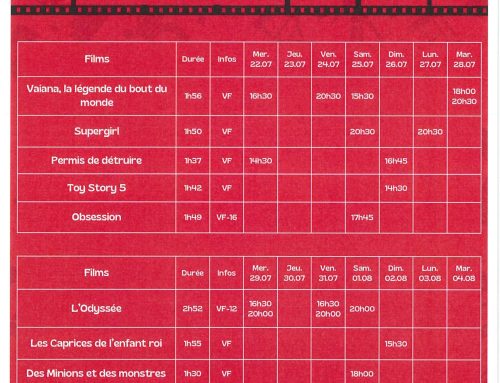 Cinéma – Programme du 22 juillet au 04 août 2026