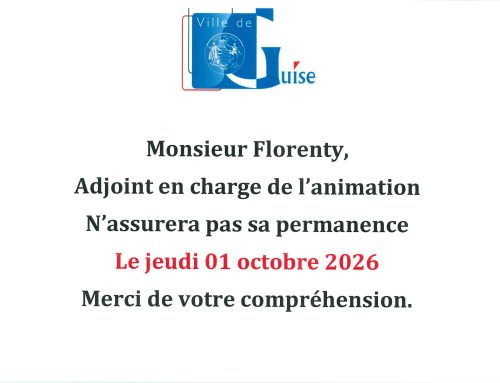 Information – Pas de permanence de Monsieur Florenty, jeudi 01 octobre 2026