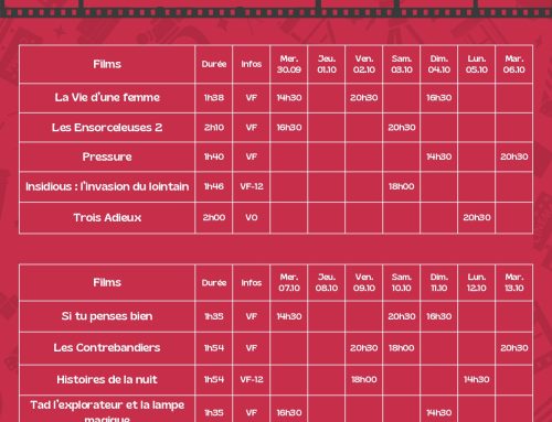 Cinéma – Programme du 30 septembre au 13 octobre 2026