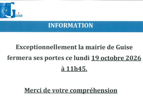 Information – Fermeture exceptionnelle, lundi 19 octobre 2026